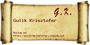 Gulik Krisztofer névjegykártya